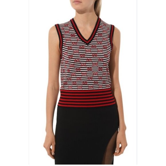 Gucci Red Fitted Ribbed Tank Top - Picture 8 of 11